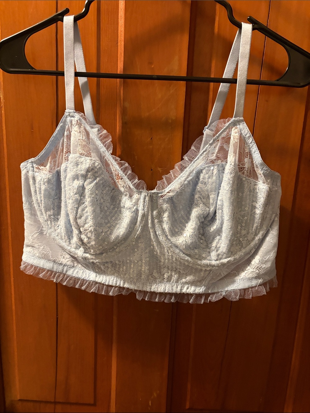 Wild Fable Light Blue Lace Bralette with Ruffle Trim